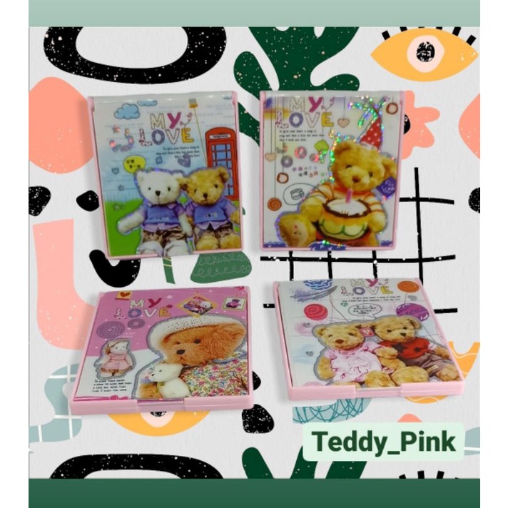 Cermin Saku Karakter Teddy / Cermin Lipat Portable / Cermin Praktis