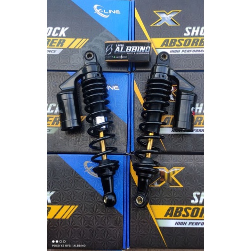 Shock X-Line As GOLD Full black Copy RCB Tabung as Chrome Shok belakang double 32 28 sok 320 280