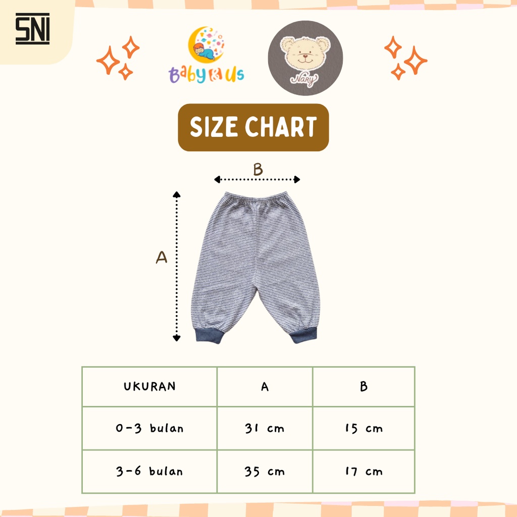 Long Pants Nary - Celana Panjang Kaos Bayi Newborn 0-3 3-6 6-12 bulan