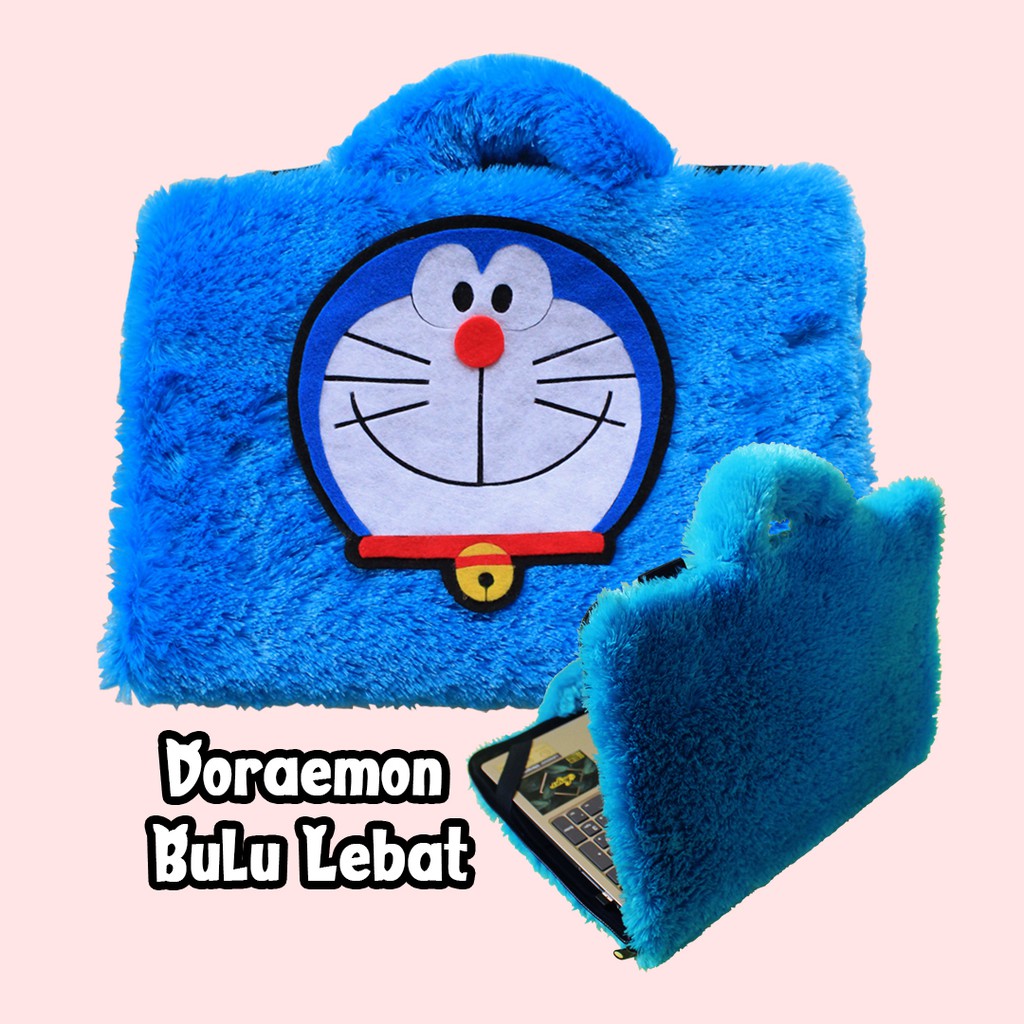 Tas Laptop Doraemon Biru Bulu Lebat 10 17 Inch Lucu Unik Murah