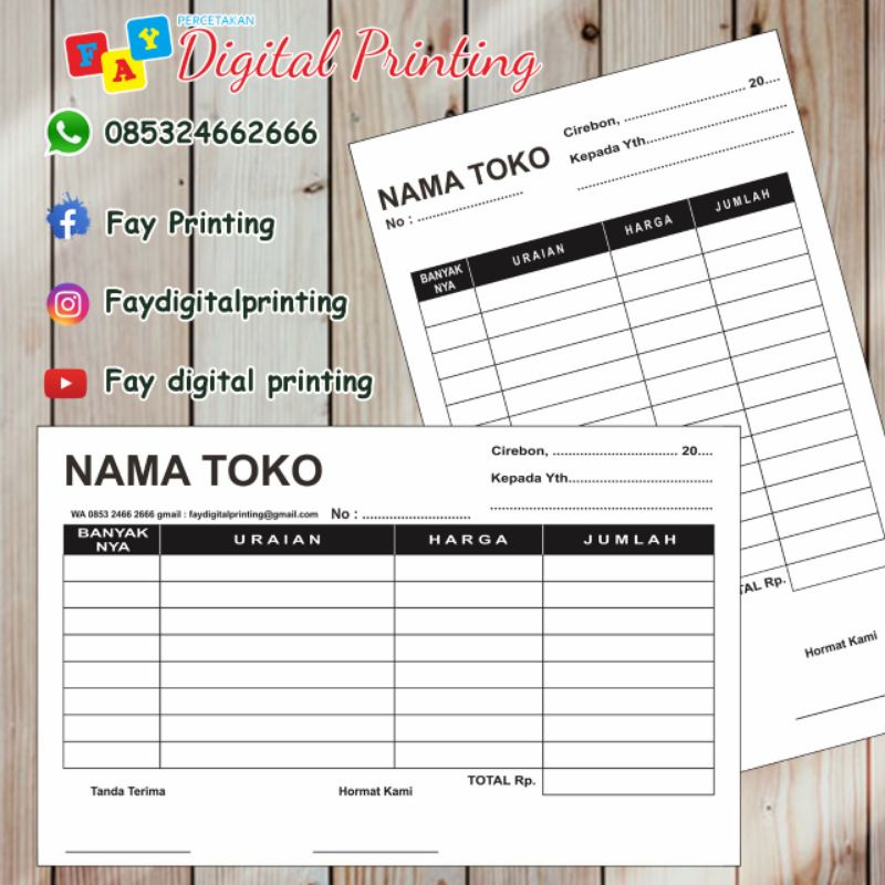 

nota 1 warna custom size 10x16 cm