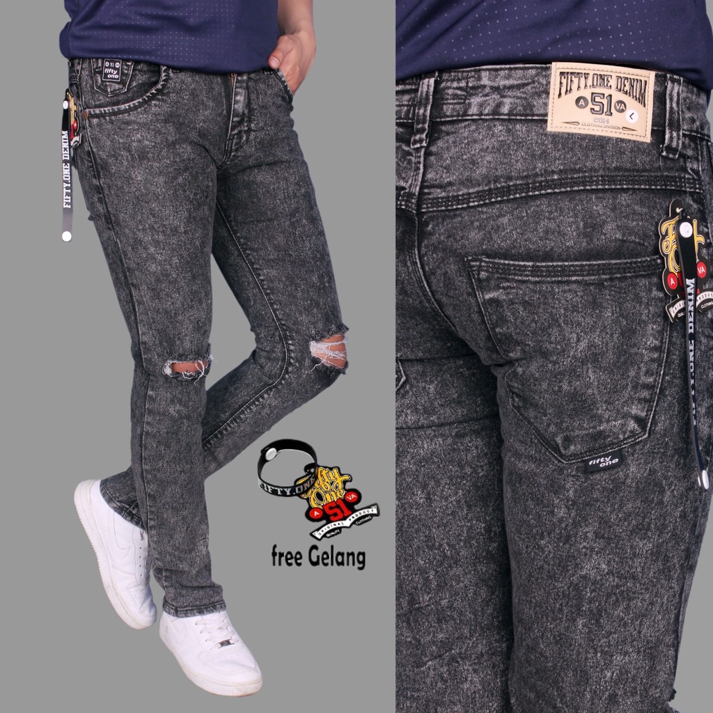 CELANA JEANS SOBEK LUTUT / CELANA JEANS PRIA KEREN / CELANA JEANS MODERN