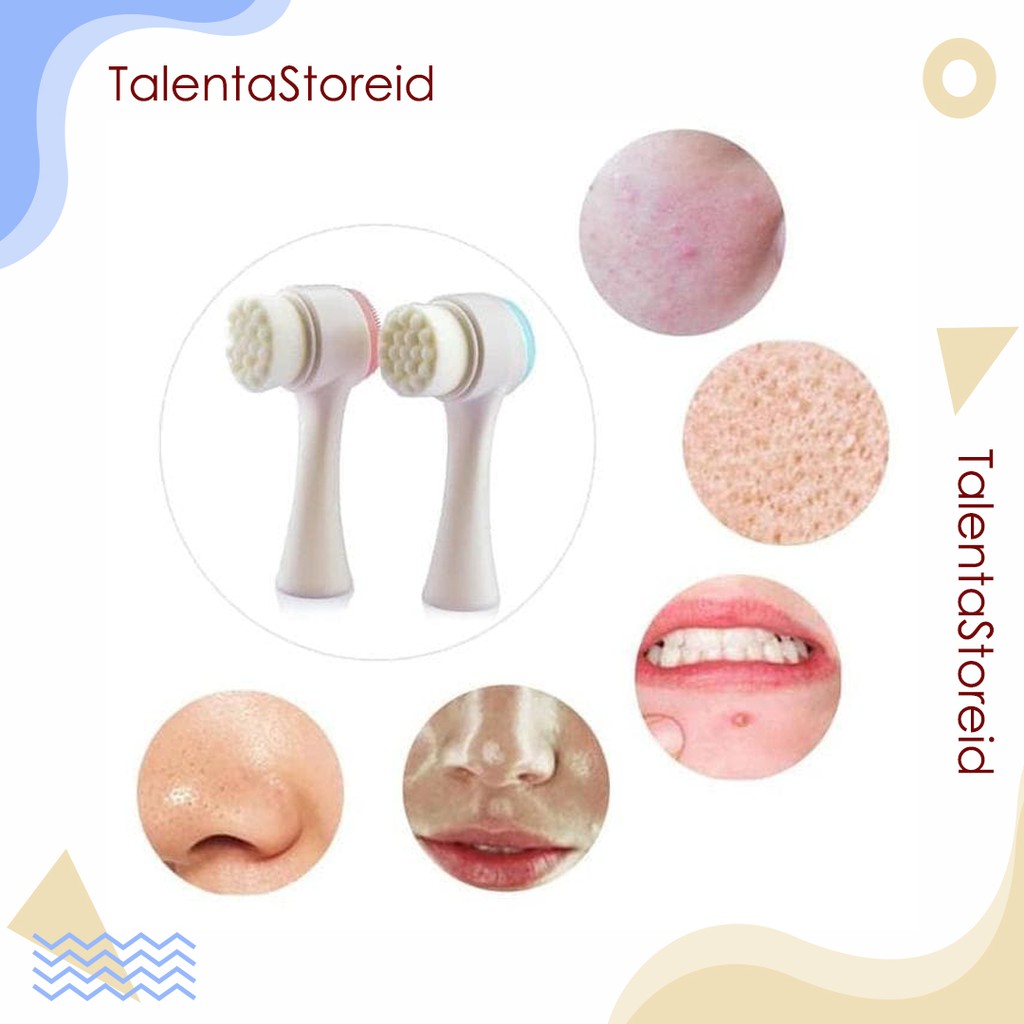 Alat Pembersih Muka Facial Brush 2 in 1 Silicone Dan Bulu Sikat Lembut Multifungsi