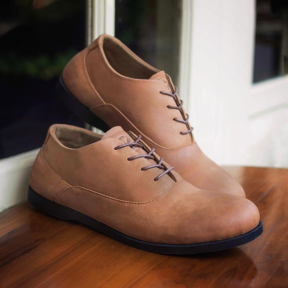 LEEDS TAN |FORIND x Kenzio| Sepatu Kulit Vintage Klasik Casual Pria Cowok Oxford Original Footwear