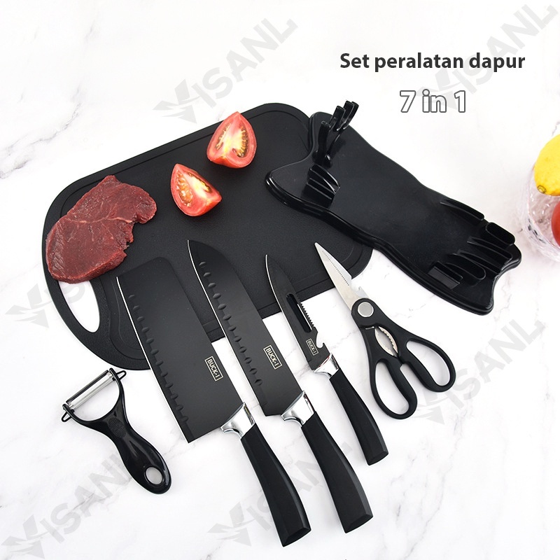 PISAU SET 7 IN 1 TALENAN / KITCHEN KNIFE SET / Pisau Dapur Set Potong Daging Dan Buah / VS-1821