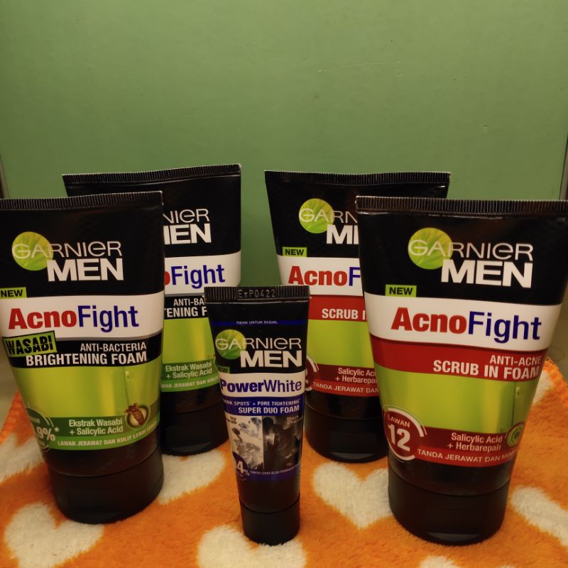 Garnier Men Acno Fight Anti-Acne Scrub In Foam Cleanser | Garnier Men Acno Fight Wasabi Brightening