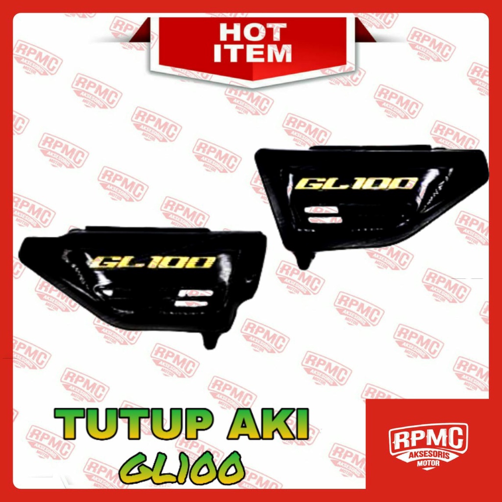 BOK AKI GL 100 TUTUP AKI GL100 PLASTIK DETAIL ORI COVER BOX SAMPING KEMPOLAN CEPEK HITAM CB MEGAPRO 