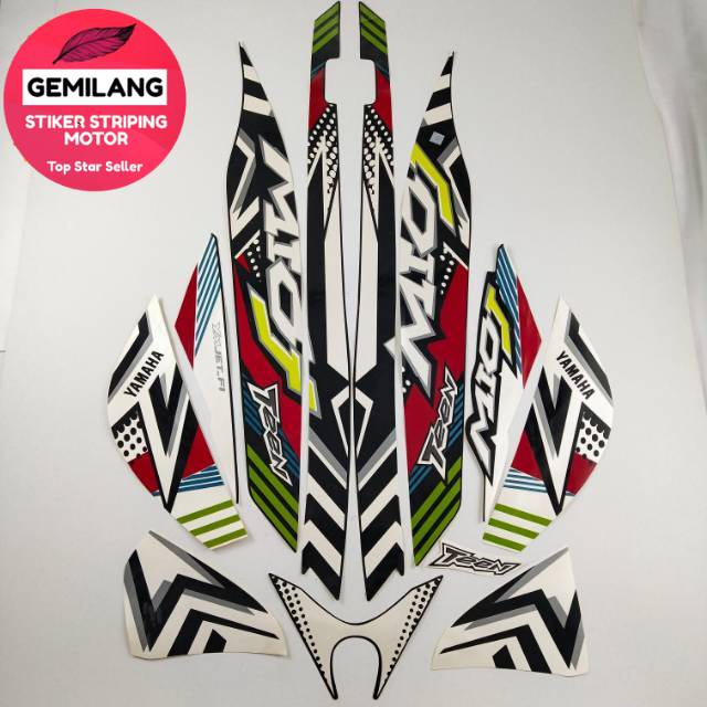 Striping Decal Polet Sticker Yamaha Mio j teen mioj 2012 2013 hitam putih list standar berkualitas t