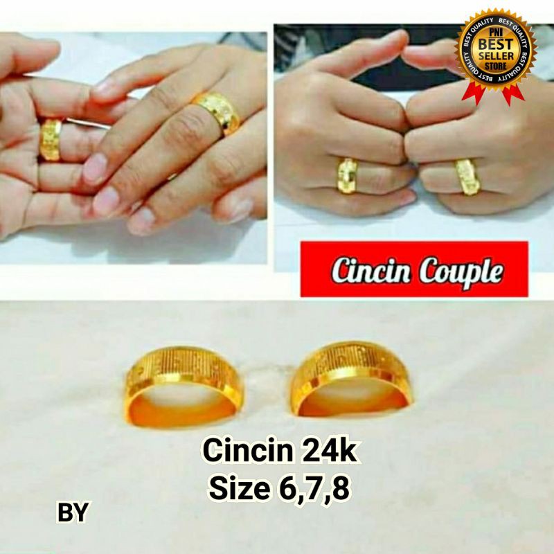 CINCIN COUPLE PRIA WANITA MEWAH BERKUALITAS LAPIS EMAS GOLD RO-27 Terbaru 2pcs