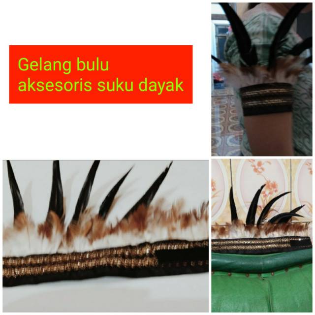 Gelang bulu aksesoris suku dayak/ Hiasan lengan/ gelang tari/ Harga per pcs