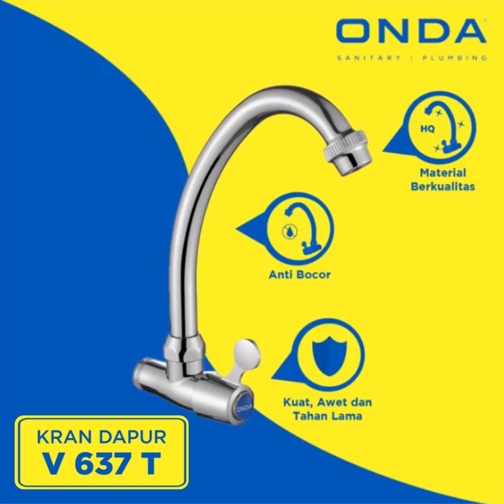 ONDA V 637 T Kran Dapur Keran Tembok Angsa Cuci Piring Kitchen Sink 1/2&quot;