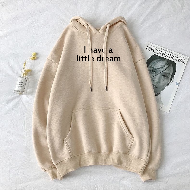 Hoodie Little Dream Outwear Wanita Korean Style Terbaru Bahan Fleece Tebal