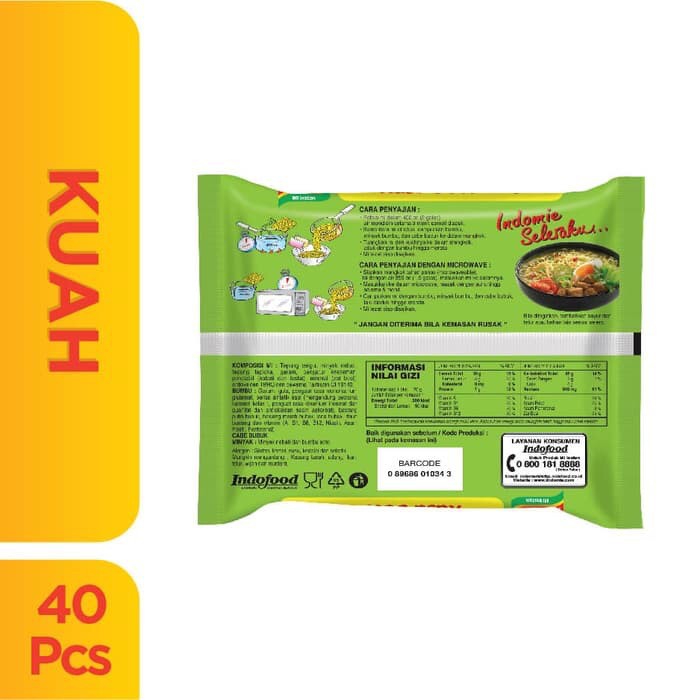 INDOMIE KUAH SOTO MIE INSTAN HALAL 70GR MI NOODLE SOUP 1 BOX ISI 40 PCS