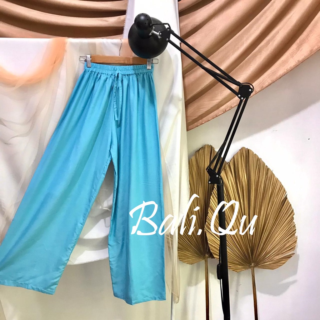 Celana Kulot Panjang Polos Jumbo Bali Qu-BABY BLUE