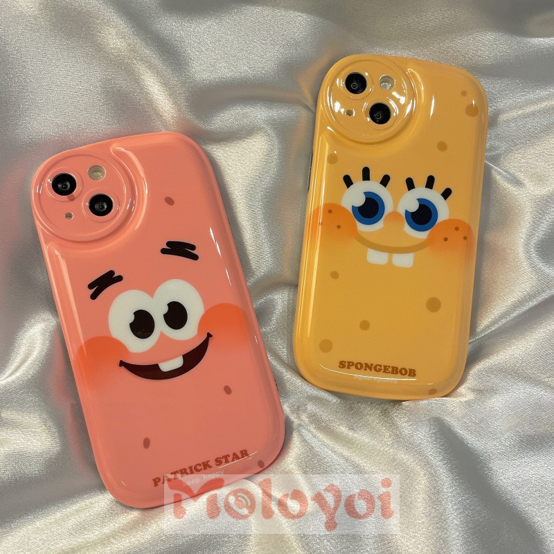 Soft Case Silikon TPU Tebal Motif SpongeBob Untuk IPhone 11 13 12 Pro MAX XR 7 8 Plus X XS MAX 6 6s Plus SE 2020