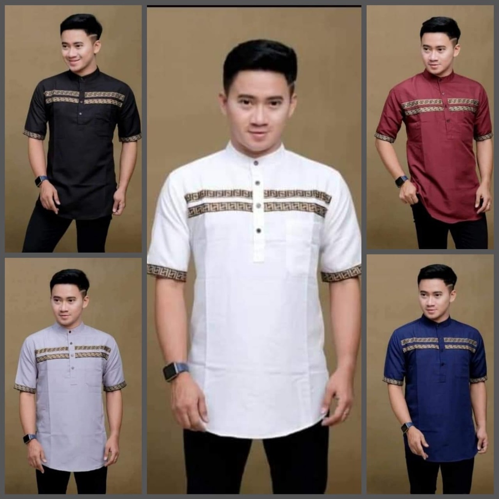 Baju Koko Kurta FF Lengan Pendek Pria Cowok Bahan Katun Toyobo Adem Bisa Bayar Ditempat COD