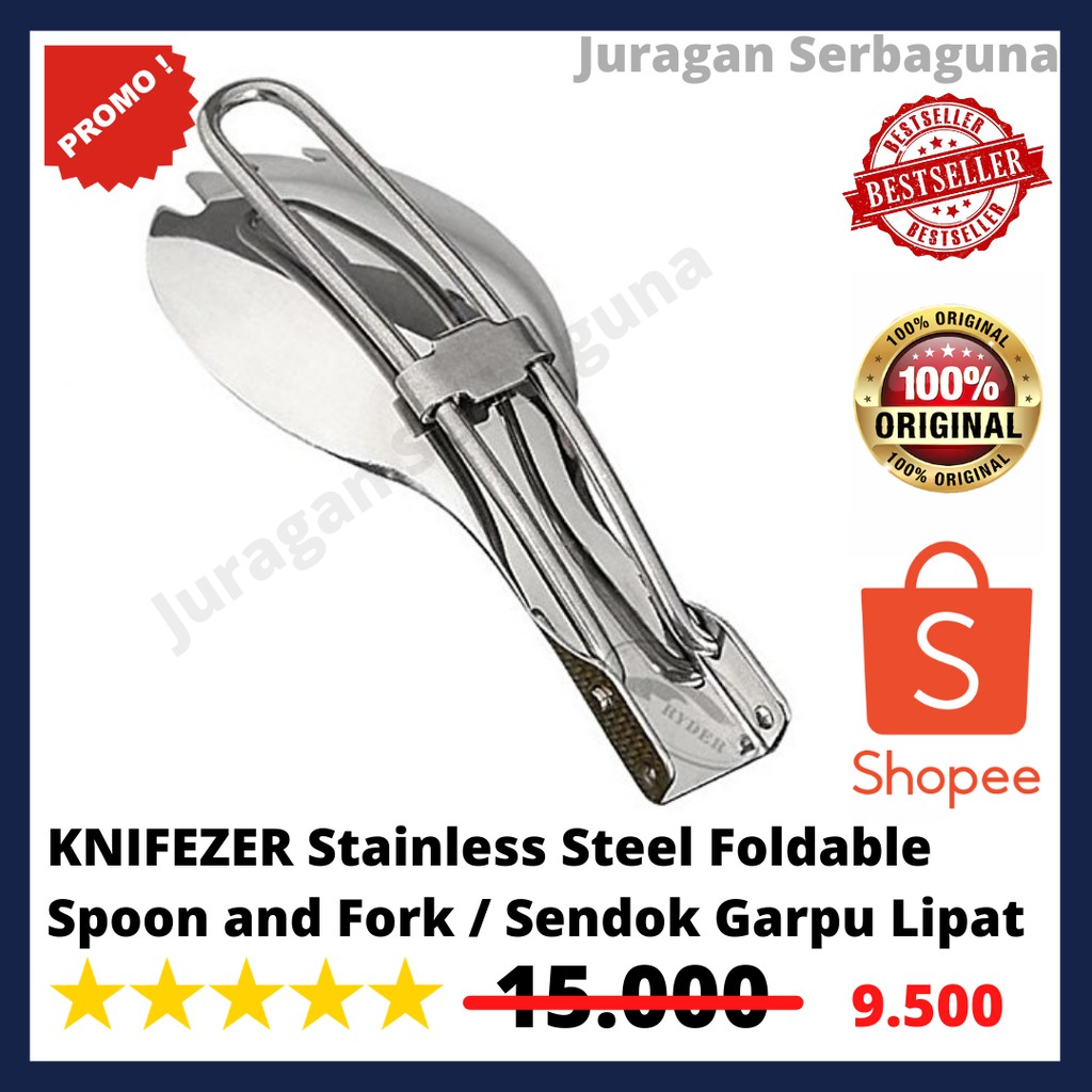 KNIFEZER Stainless Steel Foldable Spoon and Fork / Sendok Garpu Lipat