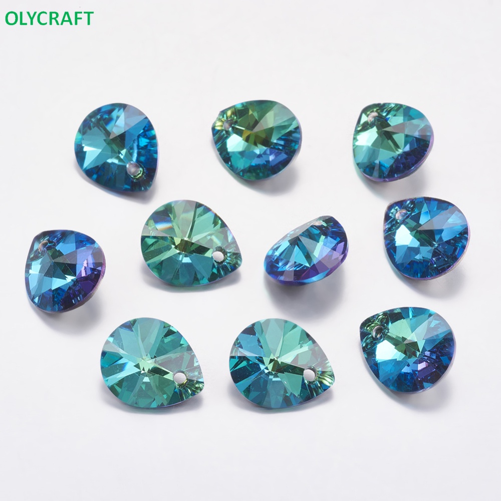 5pcs Heart Teardrop Faceted Crystal Glass Loose Spacer Beads Jewelry Findings