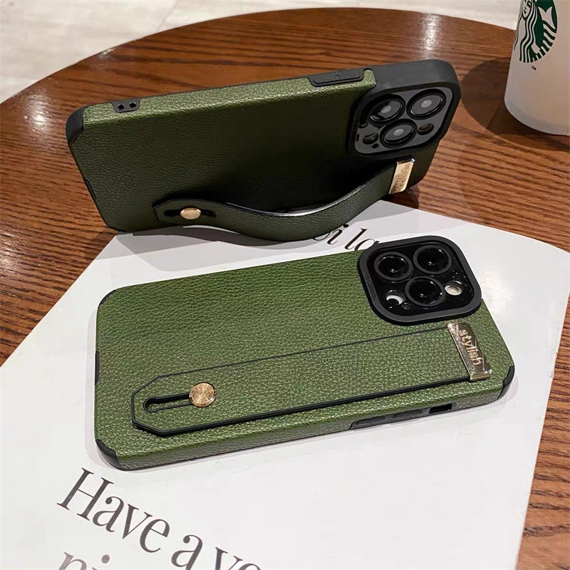 Case Bahan Kulit Tekstur Dengan Tali Pergelangan Tangan Portabel Tahan Banting Untuk iphone 14 11 pro max 12 13 pro max X Xs max XR 7plus 8plus