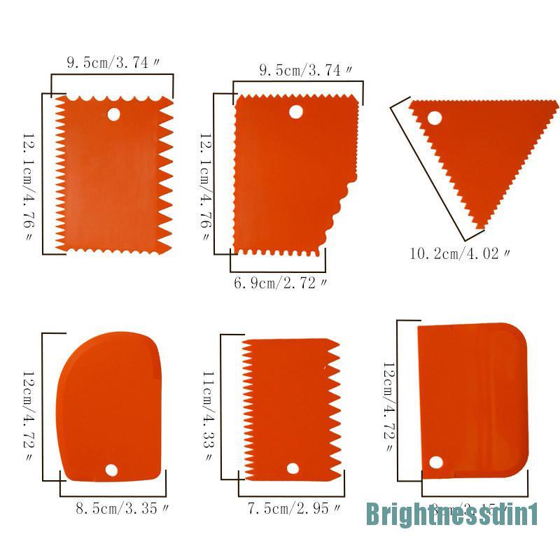 6 Pcs / set Pengikis Pemotong Adonan Icing Fondant Krim Pastry Untuk Dekorasi Kue