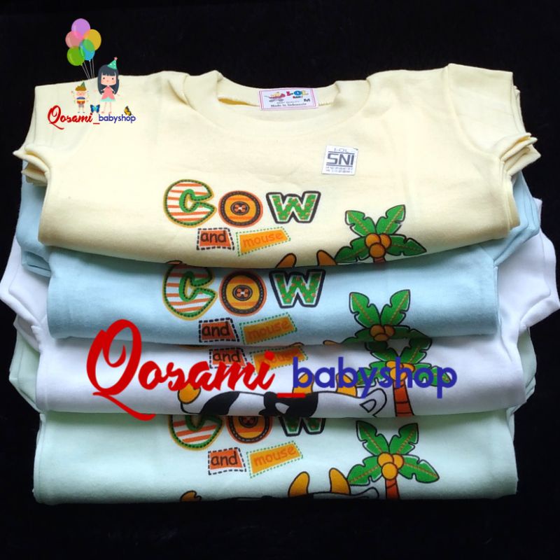 Merk  I- OL 4 pcs Kaos Oblong Pendek Bayi Uk S, M, L, XL SNI