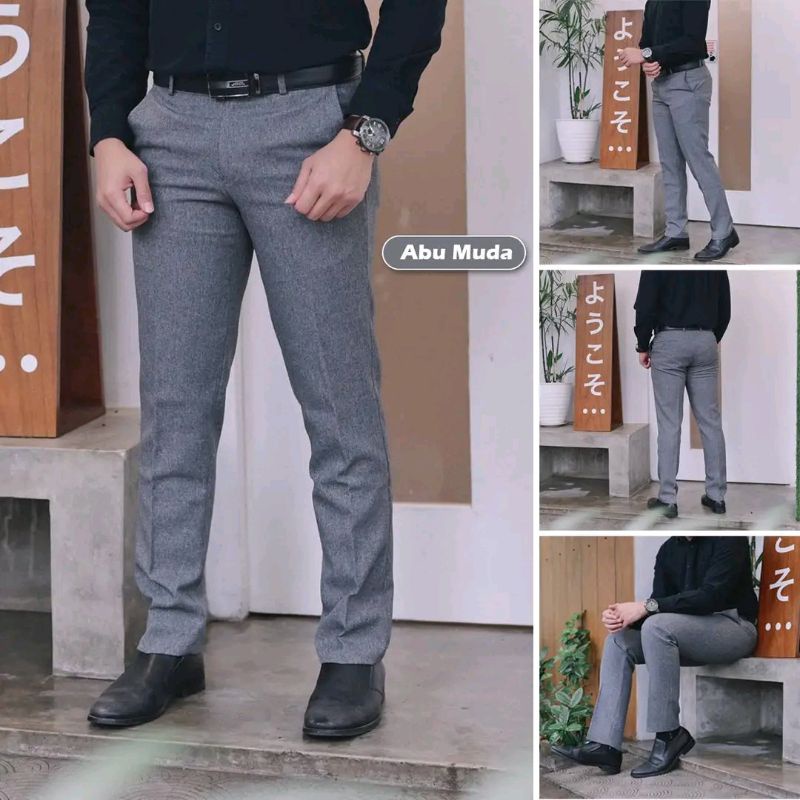 CELANA KANTOR FORMAL PRIA SLIMFIT BAHAN DASAR KAIN WOLL