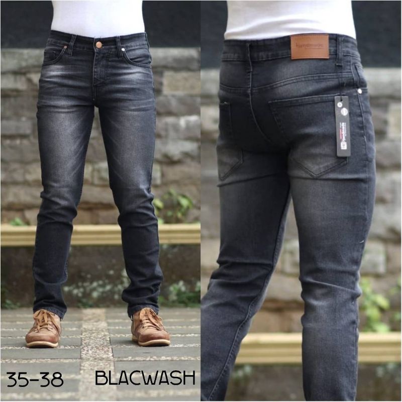 Celana Jeans Pria Naomi Hitam Size 28-38 Big Size Original Handmade