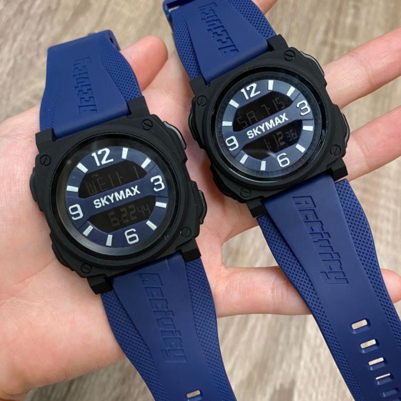 SKYMAX 1813 ORIGINAL WATERPROOF / JAM TANGAN SKYMAX COUPLE PRIA WANTIA DIGITAL SPORT RUBBER STRAP TA