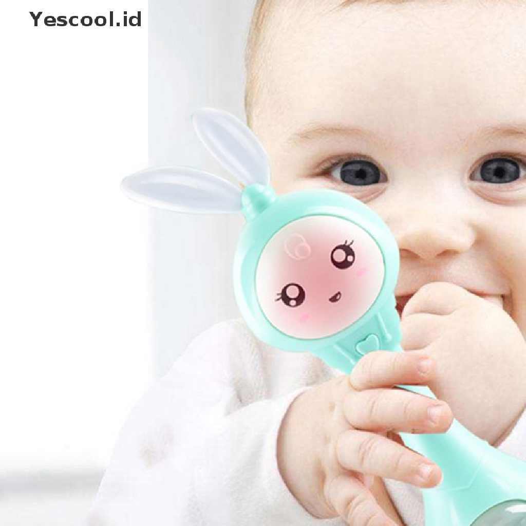 (Yescool) Mainan Rattle Genggam Bentuk Kelinci Dengan Musik Untuk Bayi