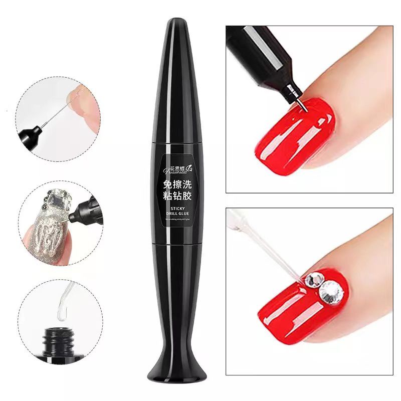 BLACK STUCK DRILL GLUE NAIL PEN / PEN LEM KUKU RHINESTONES NAIL STUCK DRILL GLUE NAIL CHARM PIPET LEM NAIL ART RESIN