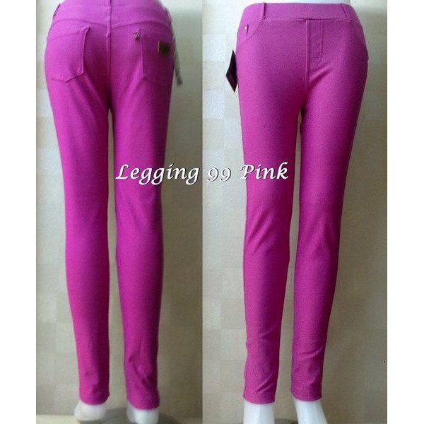 celana legging 99 bahan jeans denim (Pink) size M-XL
