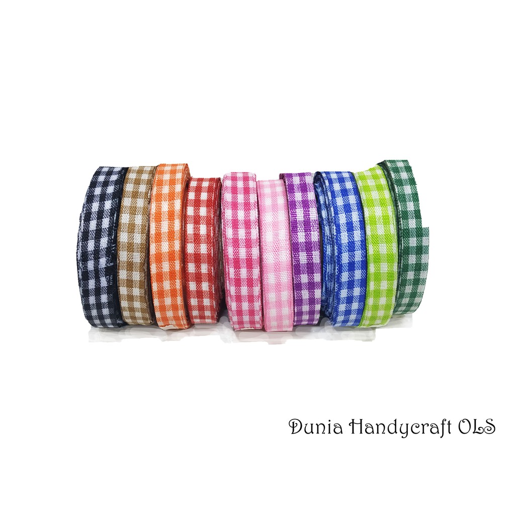 

Pita Kotak-Kotak 1/2 inch Pita Warna Hiasan Kado Souvenir Murah