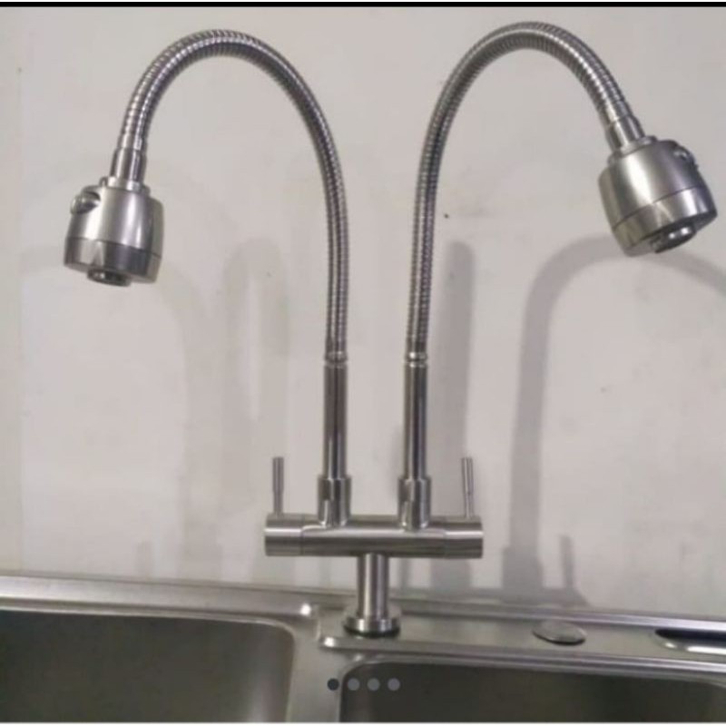 Kran flexible dua cabang stainless 304 / Kran cuci piring cabang stainless 304