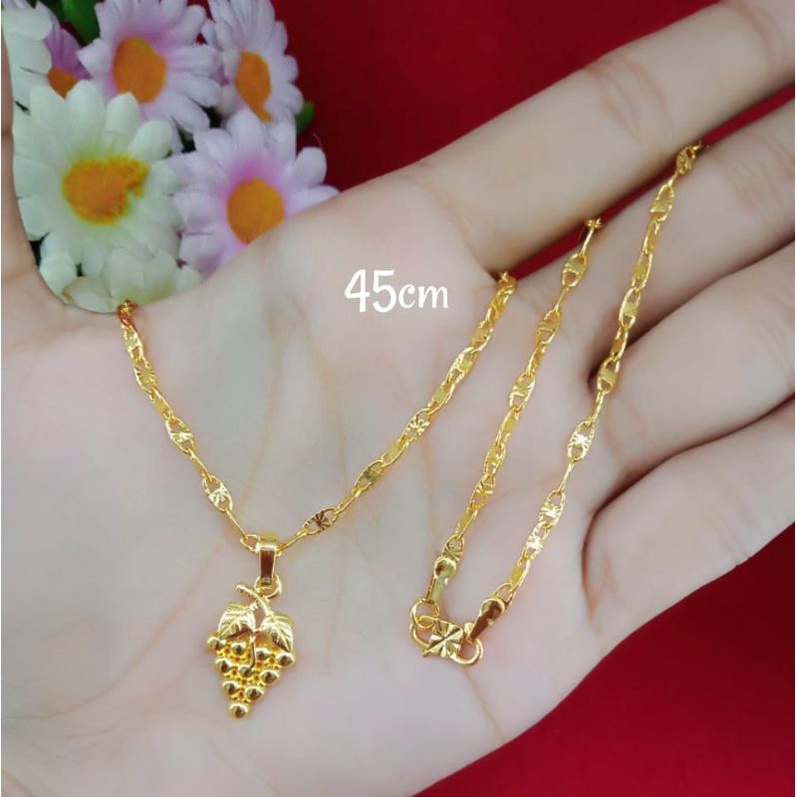 Kalung liontin perhiasan wanita dewasa emas muda kadar 35%