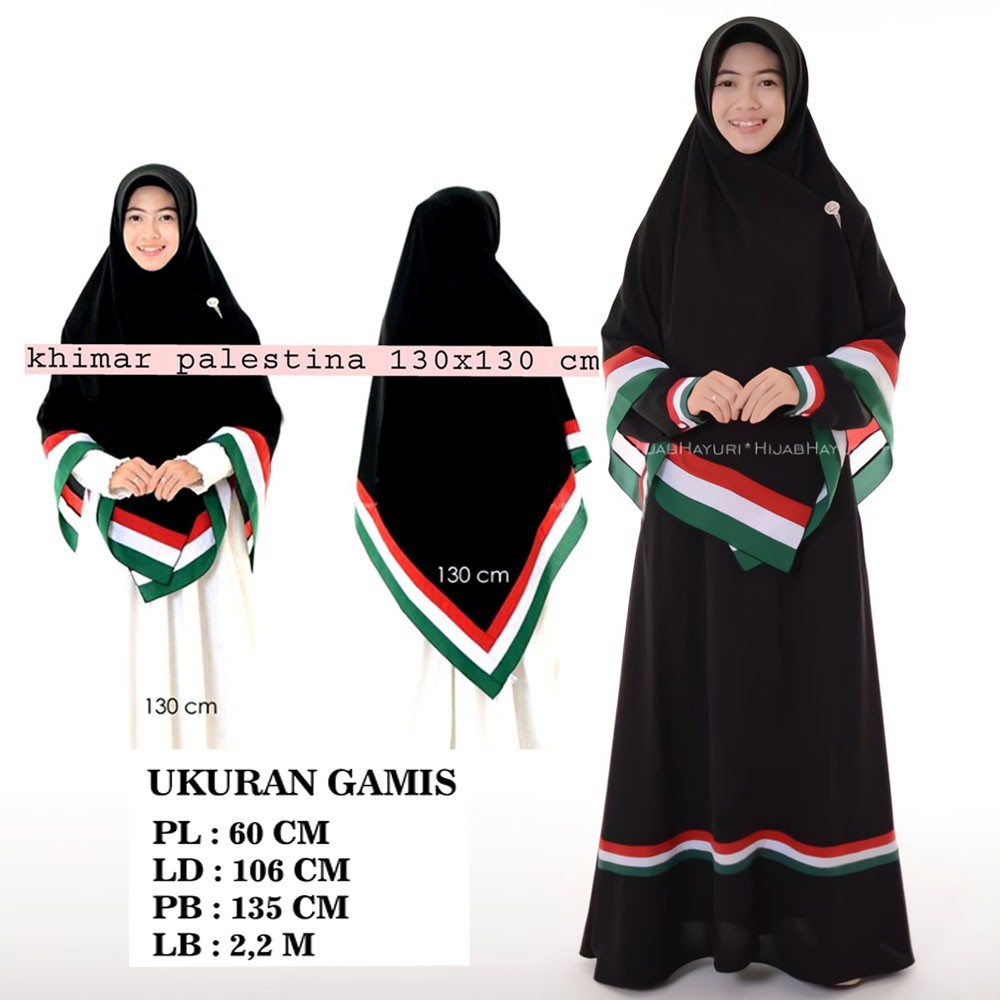 GAMIS PALESTIN SET JILBAB SYAR'I / GAMIS PALESTIN MAYUNG / GAMIS POLOS