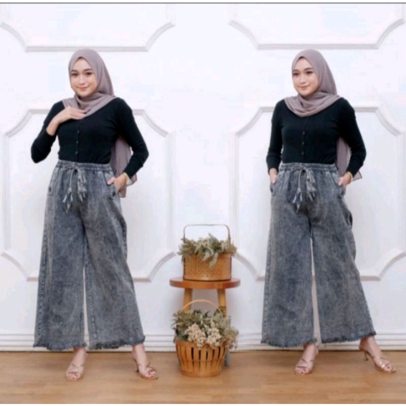 NEW CELANA KULOT JEANS SNOW // CELANA KULOT WANITA KEKINIAN