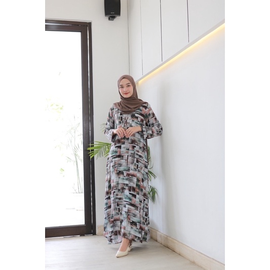 CAROLA MAXI (ld 100) - Gamis Dress Rayon Abstract Busui