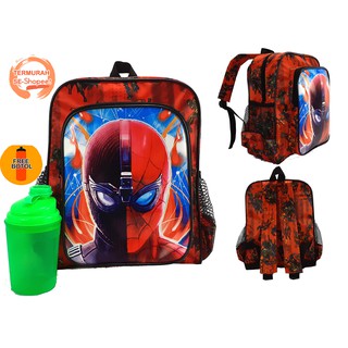 Jual TAS RANSEL ANAK TK / PAUD KARAKTER SPIDERMAN (FREE BOTOL RANDOM