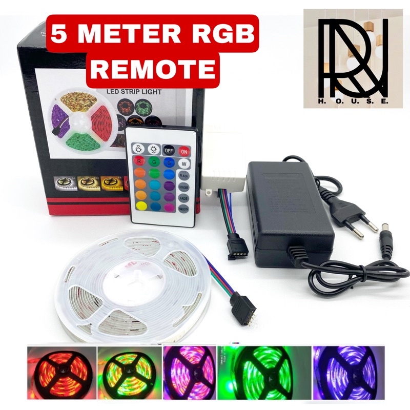 LED STRIP RGB 5 METER DENGAN REMOT KONTROL LAMPU HIAS WARNA WARNI