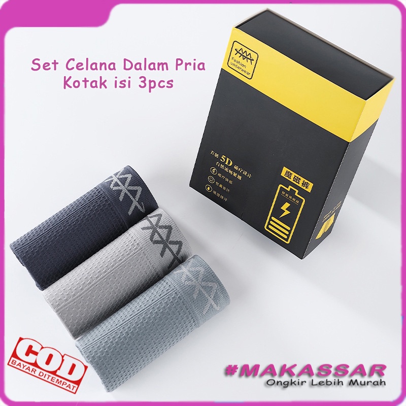 Celana Dalam Pria Seamless Kotak isi 3Pcs Boxer Pria Import Kualitas Premium Set Pakaian Dalam Pria Free Box CD Pria