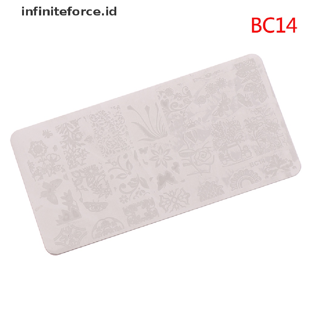 (infiniteforce.id) Plat Stempel / Cap Kuku Motif Geometri / Bunga Untuk Nail Art