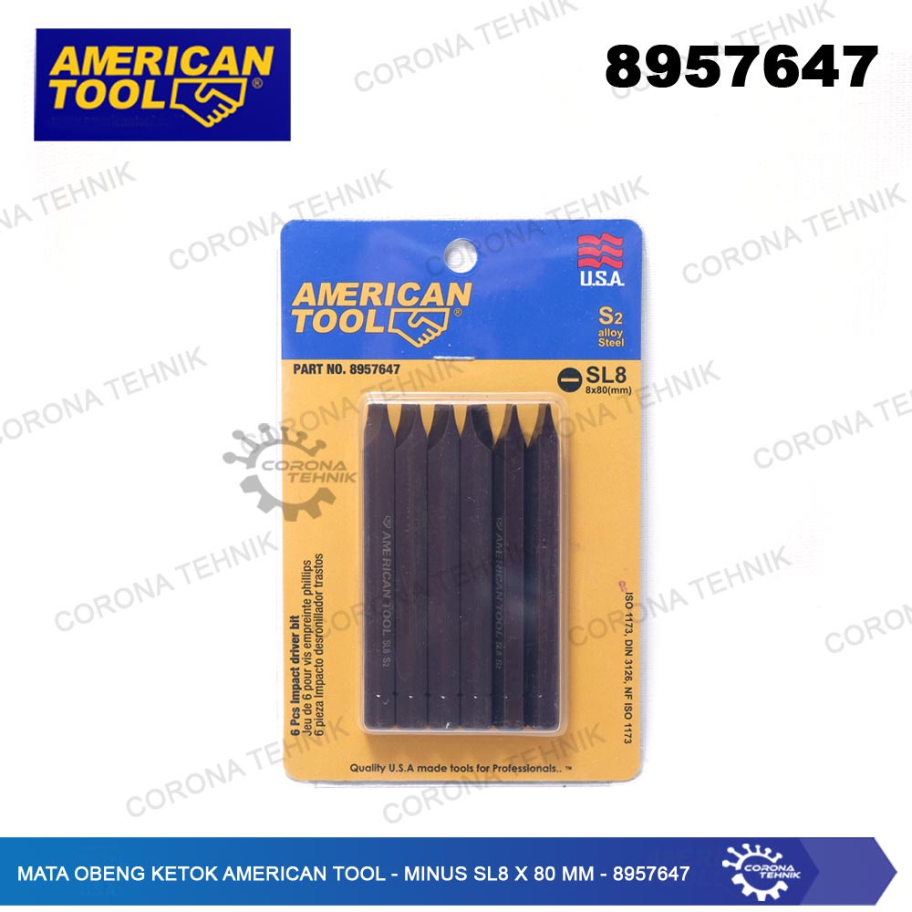 8957647 - Mata Obeng Ketok American Tool - Minus SL8 x 80 mm