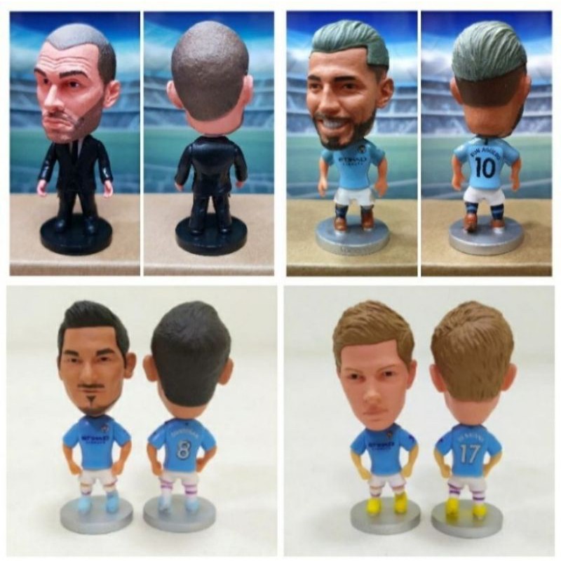 Miniatur Action Figure / Soccerwe Pemain Bola Man.City Karakter Pemain Bola Aksesories Pajangan Souvenir Hadiah Manchester City Haaland Silva Gundongan