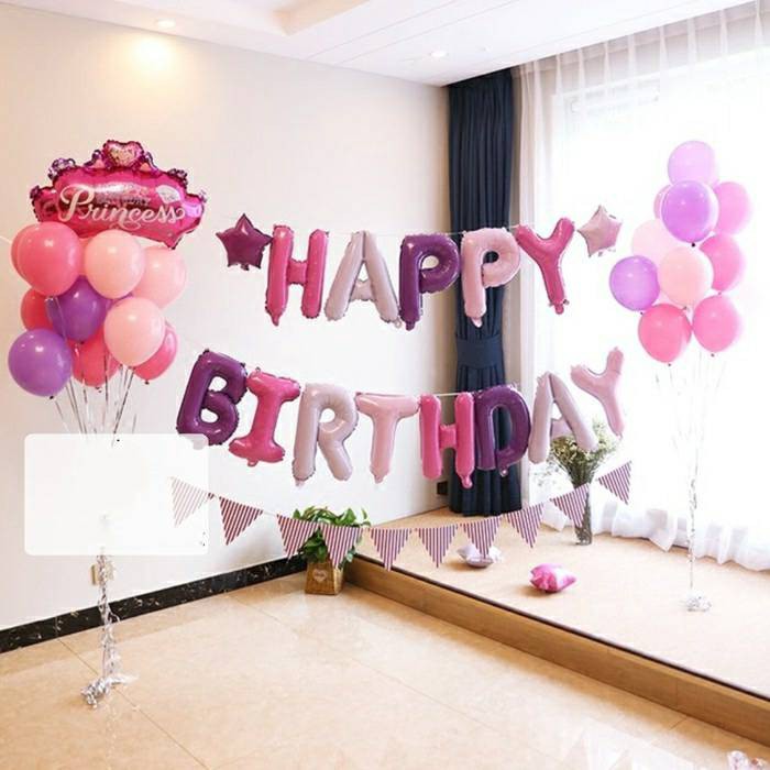 Paket Balon Huruf 40cm isi 1 Set Happy Birthday import / balon ulang tahun / balon foil ultah warna warni