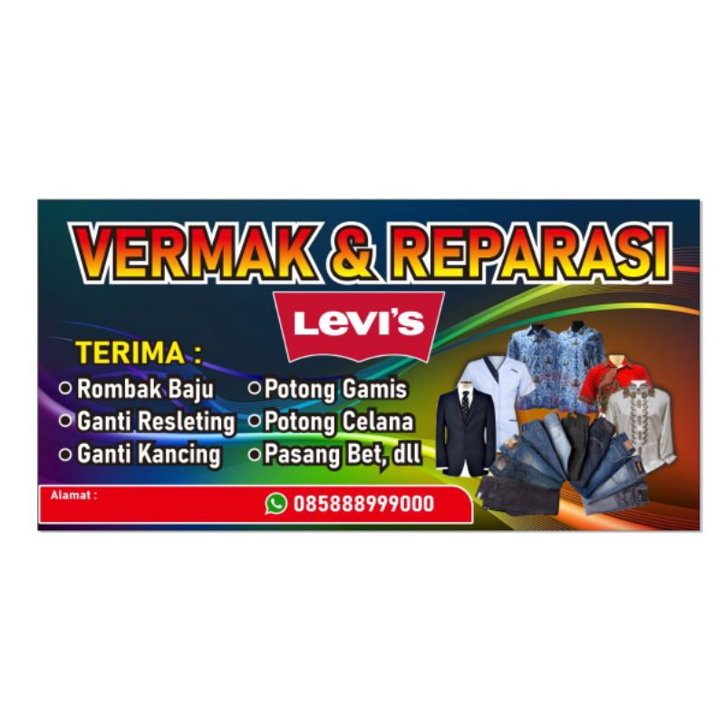 Spanduk Vermak levis/banner Vermak levis/revarasi 2x80