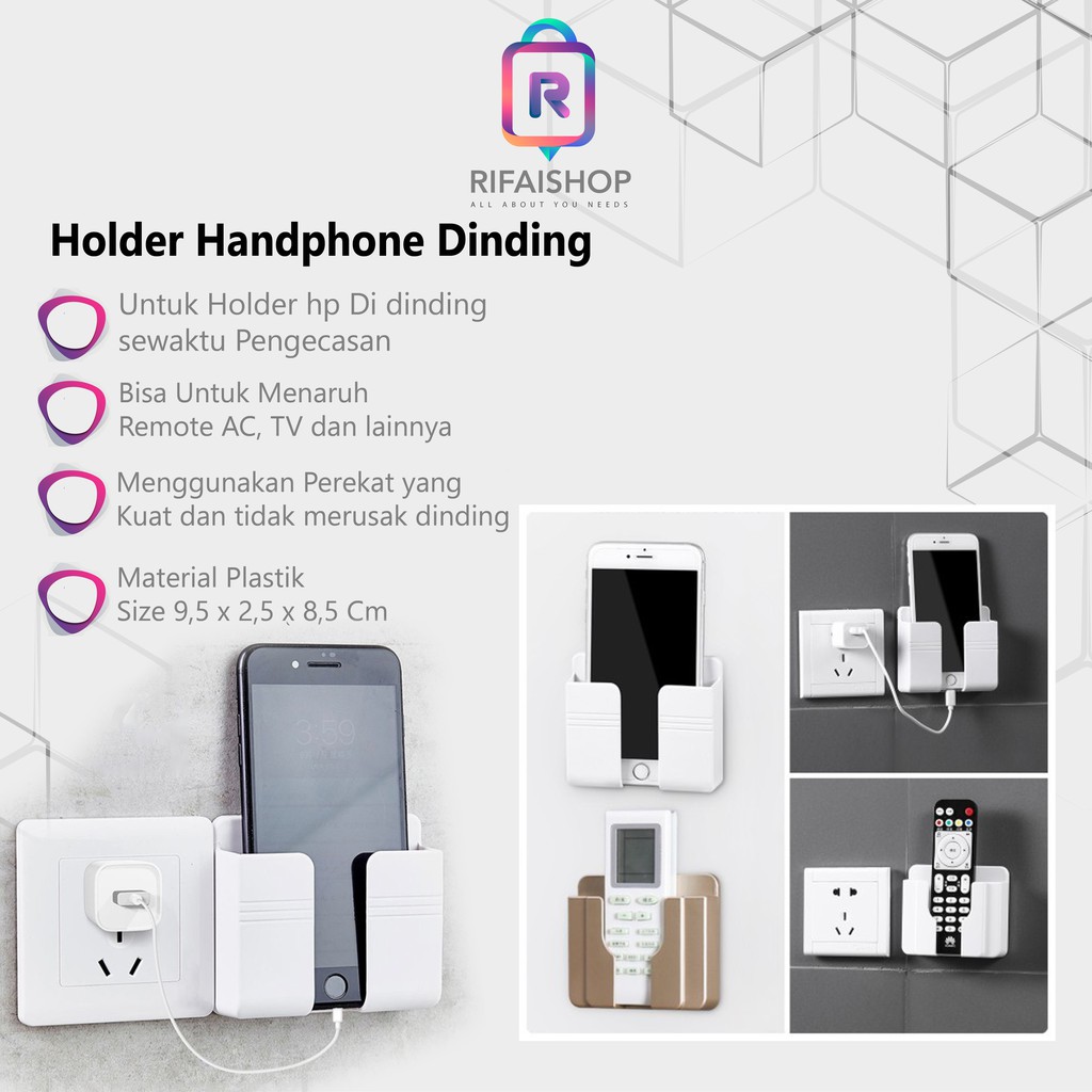 Holder Handphone Stand Charging Model Tempel Dinding Multifungsi