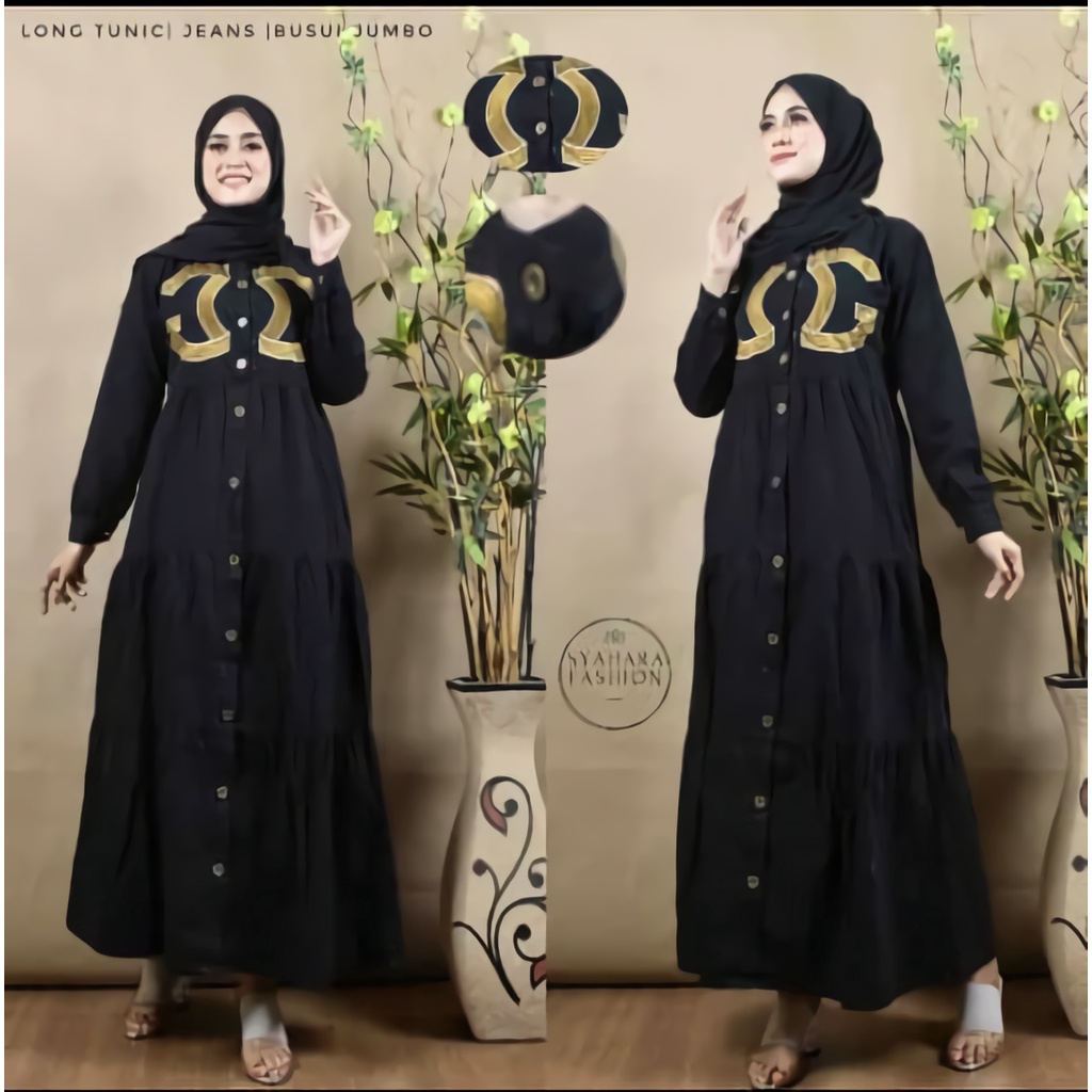 Dress Muslim Jeans Dewasa // Gamis Jeans Wanita GG