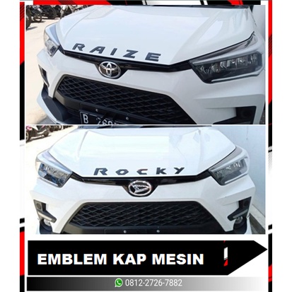 EMBLEM KAP MESIN RAIZE ROCKY HITAM DAN CHROME