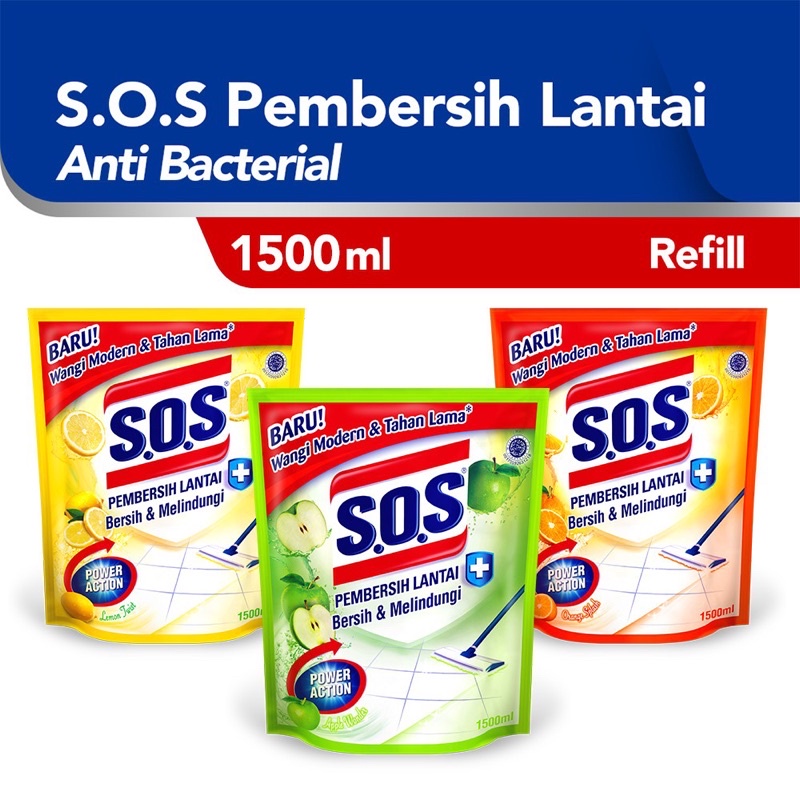 SOS PEMBERSIHAN LANTAI ANTI BACTERIAL 1500 ML 1,5 LITER
