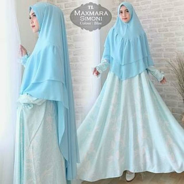 ORIGINAL REAL PICT GAMIS JUMBO GAMIS MAXMARA SINOMI BLUE RT LD 120 FIT TO XXL